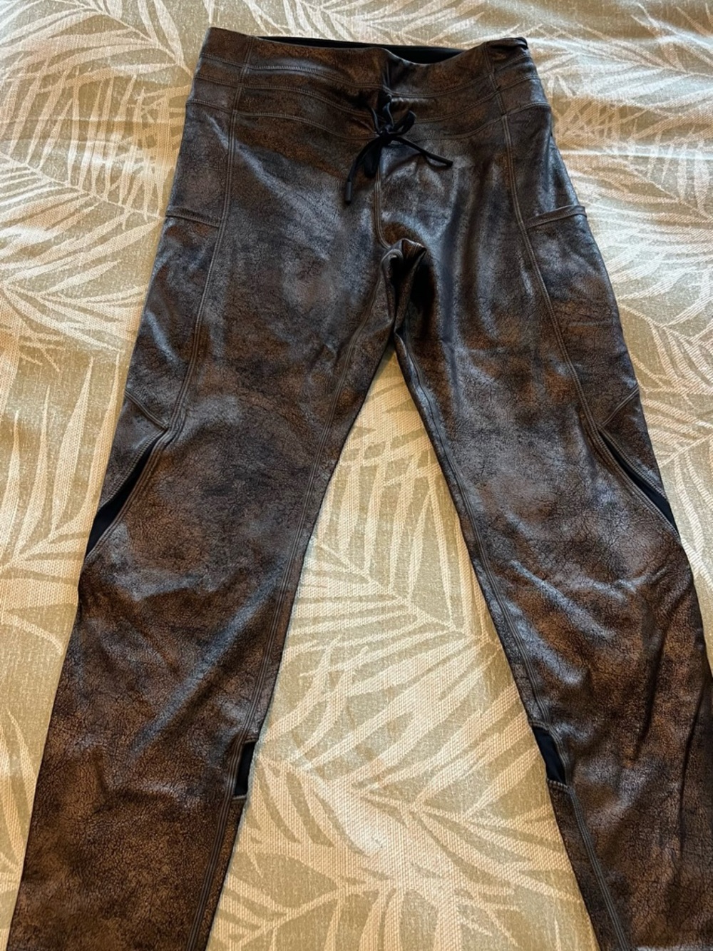 Women's Shimmery Charcoal Leggings with Drawstring Waist